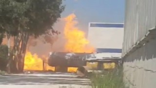 Alçı fabrikasında LPG tankı patladı