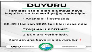 Ayancıkta taşımalı eğitime 2 gün ara verildi