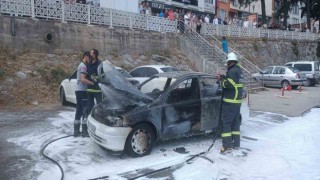 Bigada seyir halindeki araç alev alev yandı