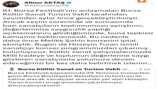 Bursa Büyükşehir Belediyesi, Hüseyin Turan konserini iptal etti