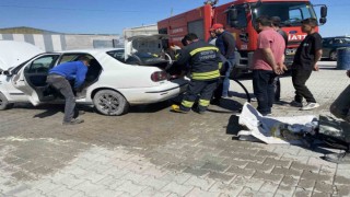 Egzoza kaynak yapılan otomobil yanmaktan son anda kurtuldu