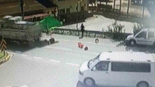 Freni boşalan kamyon kontrol noktasına daldı