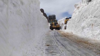 Haziran ayında 3 metreyi bulan karda yol açma çalışması