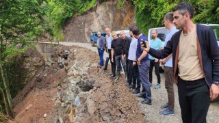 Heyelan sonrası yapılan çalışmaları incelediler