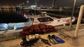 İzmirde kaçak avlanan 500 kilogram midye ele geçirildi