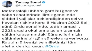 Orduda sel tehlikesi nedeniyle taşımalı sistem eğitime 1 gün ara verildi