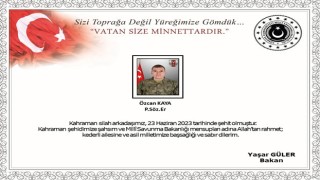 Pençe Harekatında Yaralanan Piyade Sözleşmeli Er Özcan Kaya Şehit Oldu