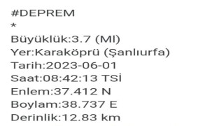 Şanlıurfa'da 3.7 büyüklüğünde deprem