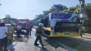 Sarıyerde İETT otobüsünün motor kısmı yandı: Yolcular büyük panik yaşadı