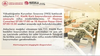 Uşak Nüfus Müdürlüğü YKS adayları için açık olacak