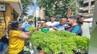 Yenişehirde Çevre Koruma Haftasında vatandaşa fesleğen dağıtıldı
