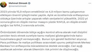 Bakan Şimşek: “Mali disiplini yeniden tesis etmek suretiyle kamu maliyesi göstergelerinde kalıcı bozulmalara geçit vermeyeceğiz”