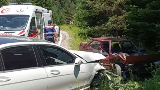 Boluda ormanda çilek toplamak için park edilen araç kazaya sebep oldu: 2 yaralı