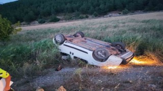 Burdurda otomobil şarampole yuvarlandı: 1 yaralı