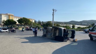 Çarpışan otomobillerden biri takla attı: 1 yaralı