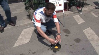 Çekmeköyde güneşin altında ısınan tavada yumurta pişirdiler