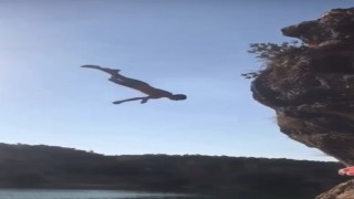 Çocukların baraj suyuna tehlikeli atlayışı yürekleri ağza getirdi