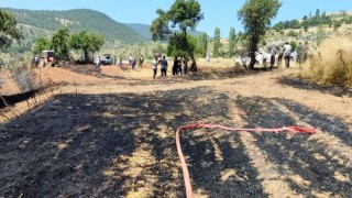 Emette ekili alanda çıkan yangın ormana sıçramadan söndürüldü