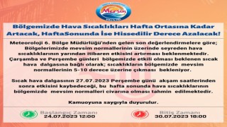 Mersin Valiliğinden sıcak hava uyarısı