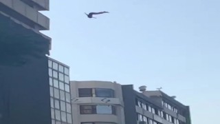 Metrelerce yükseklikten atladı, şans eseri brandanın üstüne düştü