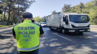 Sarıyerde dron destekli trafik denetimi