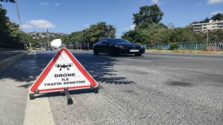 Sarıyerde dron destekli trafik denetimi