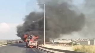 Seyir halindeki vinç alevlere teslim oldu