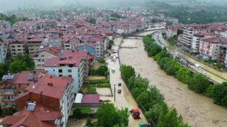Zonguldaktaki sel havadan görüntülendi