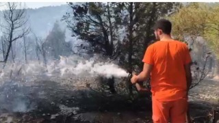 Antalyada bozuk ormanlık alanda yangın