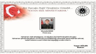 Bakan Gülerden şehit uzman çavuş için taziye mesajı