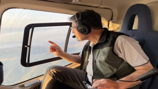 Bakan Yumaklı, Çanakkaledeki devam eden orman yangını havadan helikopterle inceledi