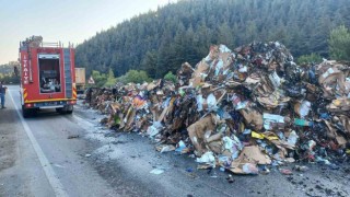 Balıkesirde seyir halindeki tır alev topuna döndü
