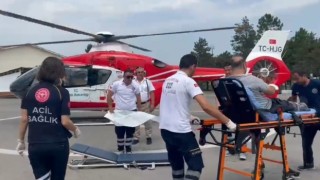 Bartında hasta helikopter hava ambulansıyla Ankaraya taşındı