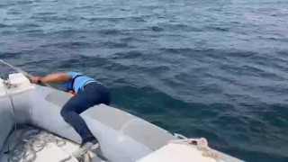 Denizde mahsur kalan martıya polis şefkati