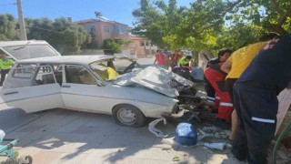 Direk ile araç arasında kaldı, bacağı koptu