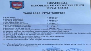 Kdz.Ereğlide taksi ücretlerine zam geldi