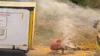 Mahallelilerden mangal yapan tır şoförlerine tepki
