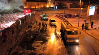 Melikgaziden gece boyu temizlik mesaisi