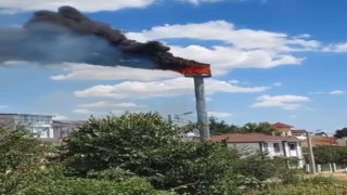 Tekirdağda baz istasyonu alev alev yandı