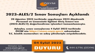 2023-ALES/2 sonuçları açıklandı