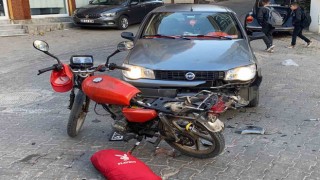 Edirnede otomobille motosiklet çarpıştı: 1 yaralı