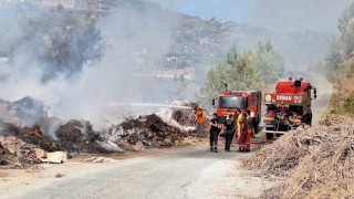 Gazipaşada dere kenarına bırakılan çöpler alev aldı