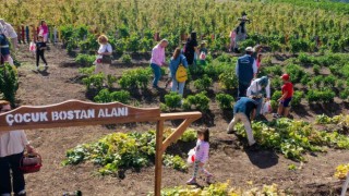 Keçiörende kreş öğrencileri bostanda hasat yaptı