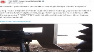 MSB: “Barış Pınarı bölgesinde 7 PKKlı etkisiz hale getirildi”