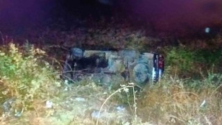 Otomobil şarampole devrildi