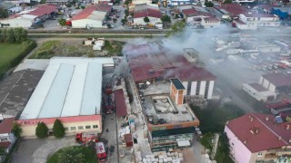 Samsunda seramik ürünleri fabrikasında yangın