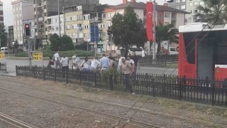 Samsunda seyir halindeki otobüsün yangın tüpü patladı