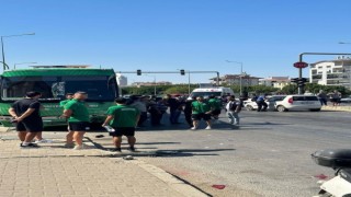 Serik belediyespor takımını taşıyan otobüs, maç öncesi kaza yaptı, 1 kişi yaralandı