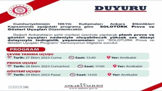 Ankara Valiliğinden SOLOTÜRK uçuşlarıyla ilgili vatandaşlar gürültü uyarısı