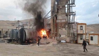 Asfalt şantiyesinde korkutan yangın